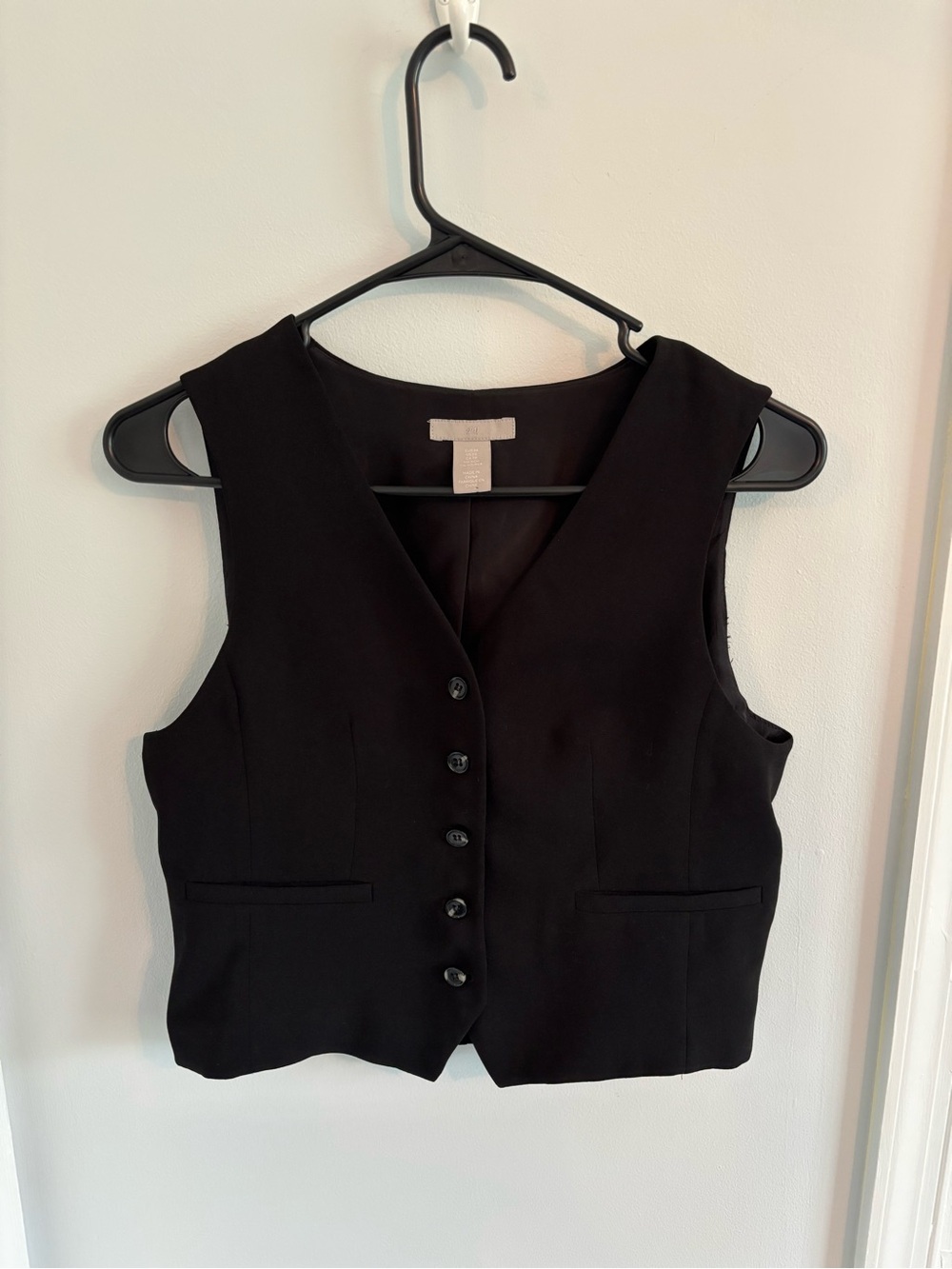 H&M Tailored Suit Vest Black Button-Front Size XS